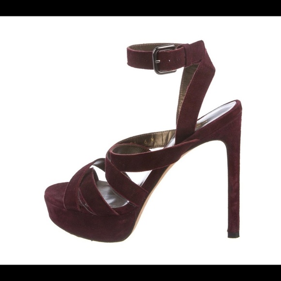 Stuart Weitzman 6.5 Purple Suede Stiletto Sandals - Picture 5 of 13